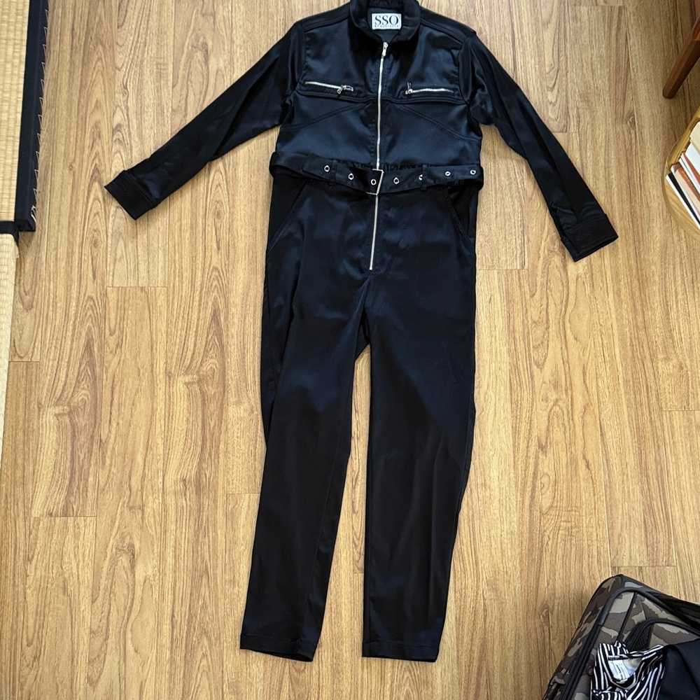 SO Women's Black Jumpsuit with Zipper Detail